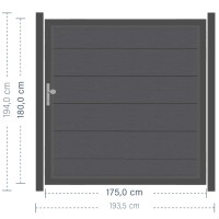 SYSTEM WPC XL Tor-Set in Anthrazit Breite 1750mm Höhe 1800mm