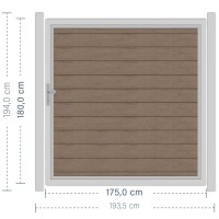 SYSTEM WPC CLASSIC Tor-Set in Mandel Breite 1750mm Höhe 1800mm